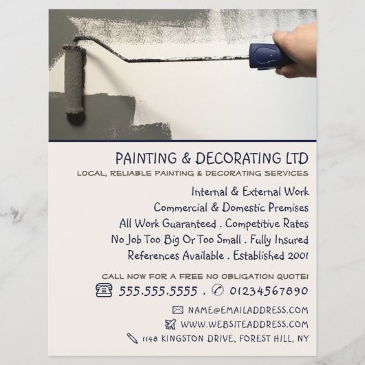 Gray Paint Roller, Painter & Decorator Werbung Flyer (Vorne)