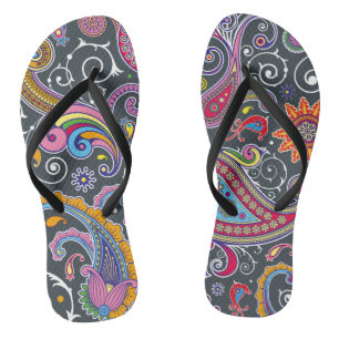 Gray Paisley Pattern Flip Flops Badesandalen