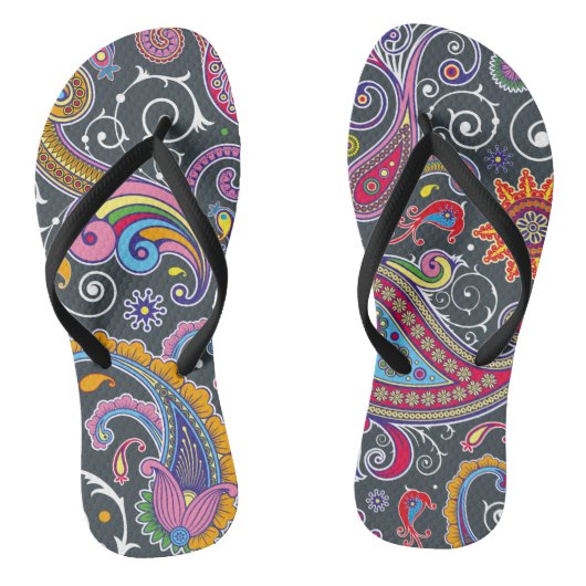 Gray Paisley Pattern Flip Flops Badesandalen (Fußbett)