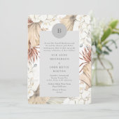 Gray Pampas Grass Wreath Border Ultimate Einladung (Stehend Vorderseite)