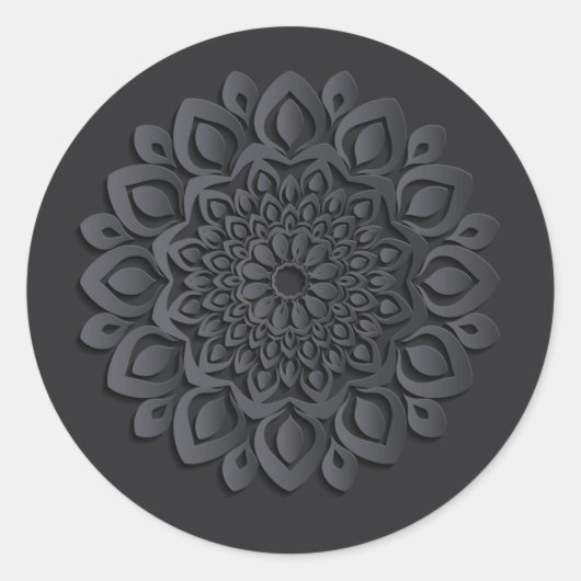 Gray Papercut Mandala Runder Aufkleber (Vorderseite)
