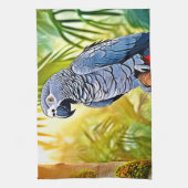 Gray Parrot Perch Geschirrtuch (Vertikal)
