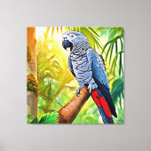 Gray Parrot Perch Leinwanddruck (Vorderseite)