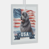 Gray Patriotic Newfoundland Square Glass Ornament Aus Glas (Vorderseite Rechts)
