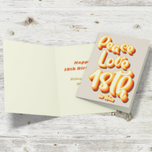 Gray Peace Liebe Retro Groovy 18. Happy Birthday Karte