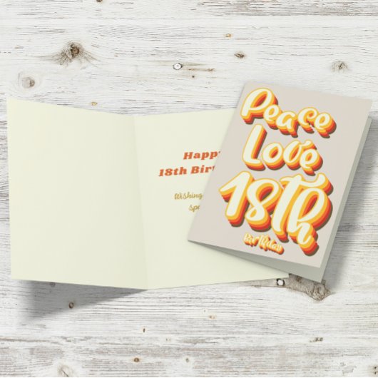 Gray Peace Liebe Retro Groovy 18. Happy Birthday Karte