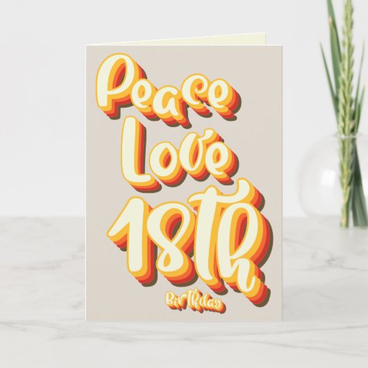 Gray Peace Liebe Retro Groovy 18. Happy Birthday Karte (Vorderseite)