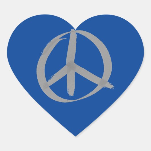 Gray Peace Sign Heart Sticker (Vorderseite)