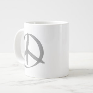 Gray Peace Sign Jumbo-Tasse