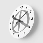 Gray Peace Sign Runde Wanduhr (Winkel)