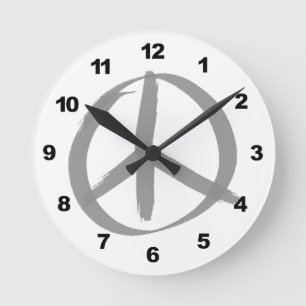 Gray Peace Sign Runde Wanduhr