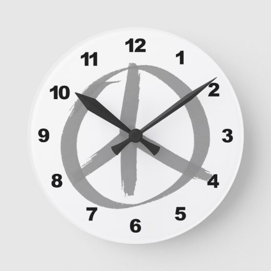 Gray Peace Sign Runde Wanduhr (Vorderseite)