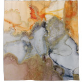 Gray Peach Marbled Abstrakt Duschvorhang (Vorderseite)