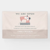 GRAY PEACH PINK SEWING MACHINE TAILOR WIEDER ÖFFNE BANNER (Horizontal)