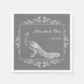 Gray Peacock Blühend Brautparty Napkins Serviette (Vorderseite)