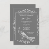 Gray Peacock Blühtest Bridal Dusche Einladung (Vorne/Hinten)