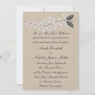 Gray Pearls Parchment Hochzeit Einladung