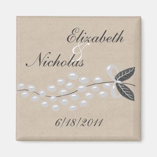 Gray Pearls Perchment Save the Date Magnet (Vorne)