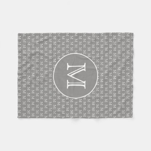 Gray Personal Monogram Muster Fleecedecke (Vorderseite (Horizontal))