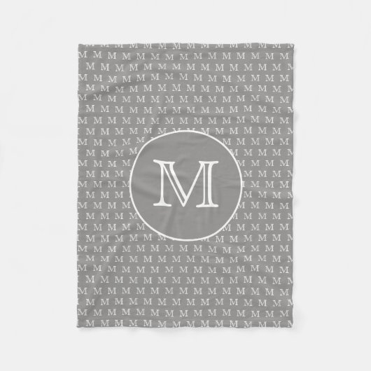 Gray Personal Monogram Muster Fleecedecke (Vorderseite)