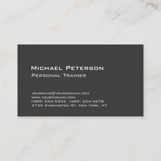 Gray Personal Trainer Fitness Sport Custom Linen Visitenkarte (Rückseite)