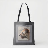 Gray Pet Portrait Foto Rustikal dekorativ Tasche (Vorderseite)