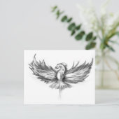 Gray Phoenix Rising Postkarte (Stehend Vorderseite)