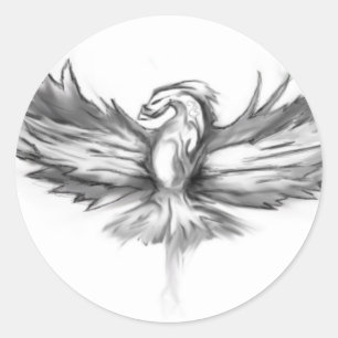 Gray Phoenix Rising Runder Aufkleber
