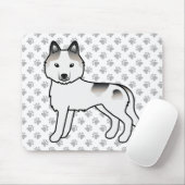 Gray Piebald Siberian Husky Niedlich Cartoon Dog Mousepad (Mit Mouse)