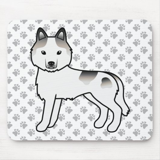Gray Piebald Siberian Husky Niedlich Cartoon Dog Mousepad (Vorne)