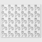 Gray Piebald Siberian Husky Niedlich Hund Muster Geschenkpapier (Flach)
