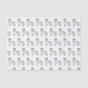 Gray Piebald Siberian Husky Niedlich Hund Muster Seidenpapier