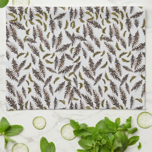 Gray Pinecones Evergreen Kitchen Towel Geschirrtuch (Gefaltet)