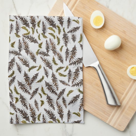 Gray Pinecones Evergreen Kitchen Towel Geschirrtuch (Viertel Falte)
