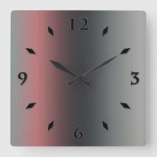 Gray, pink, black gradient, Ombre. Round Clock Quadratische Wanduhr