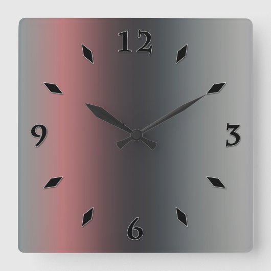 Gray, pink, black gradient, Ombre. Round Clock Quadratische Wanduhr (Vorderseite)
