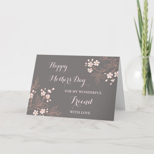 Gray Pink Blume Friend Happy Mother Day Karte (Vorderseite)