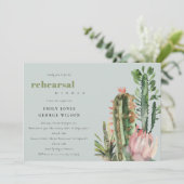 GRAY PINK FLORAL CACTI FOLIAGE PROBE DINNER EINLADUNG (Stehend Vorderseite)