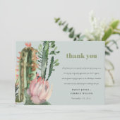 GRAY PINK FLORAL CACTI FOLIAGE WEDEDGE DANKE EINLADUNG (Stehend Vorderseite)