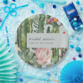 GRAY PINK FLORAL DESERT CACTI FAUNA BRAUTPARTY PAPPTELLER (Party)