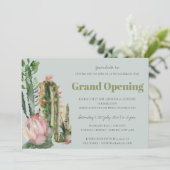 GRAY PINK FLORAL DESERT CACTI FAUNA GRAND ÖFFNUNG EINLADUNG (Stehend Vorderseite)