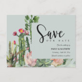 GRAY PINK FLORAL DESERT CACTI FAUNA SAVE THE DATE ANKÜNDIGUNGSPOSTKARTE (Vorderseite)