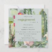 GRAY PINK FLORAL DESERT CACTI FOLIAGE VERLOBUNG EINLADUNG (Vorderseite)