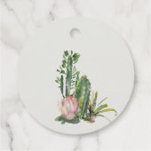 GRAY PINK FLORAL DESERT CACTI FOLIAGE WEDD GESCHENKANHÄNGER (Rückseite)