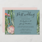 GRAY PINK FLORAL DESERT CACTI POST WEDING BRUCH EINLADUNG (Vorne/Hinten)