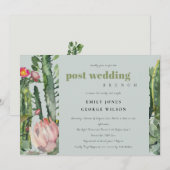 GRAY PINK FLORAL DESERT CACTI POST WEDING BRUCH EINLADUNG (Vorne/Hinten)