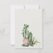 Gray Pink Floral Wüste Kakti Foliage Hochzeit Einladung (Rückseite)