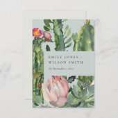 Gray Pink Floral Wüste Kakti Foliage Hochzeit Einladung (Vorne/Hinten)