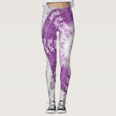 Gray Pink Fractal Art Leggings (Vorderseite)