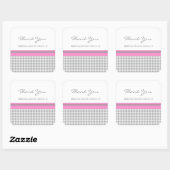 Gray Pink Gingham Vielen Dank Gastgeschenk Hochzei Quadratischer Aufkleber (Blatt)